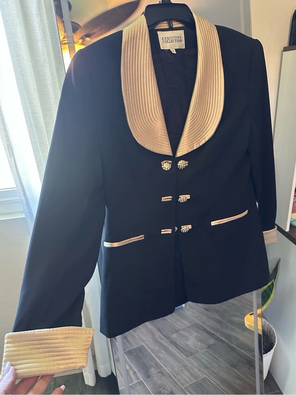 Executive Collection Black Collar Women Jacket 3/4 Sleeve Size 12